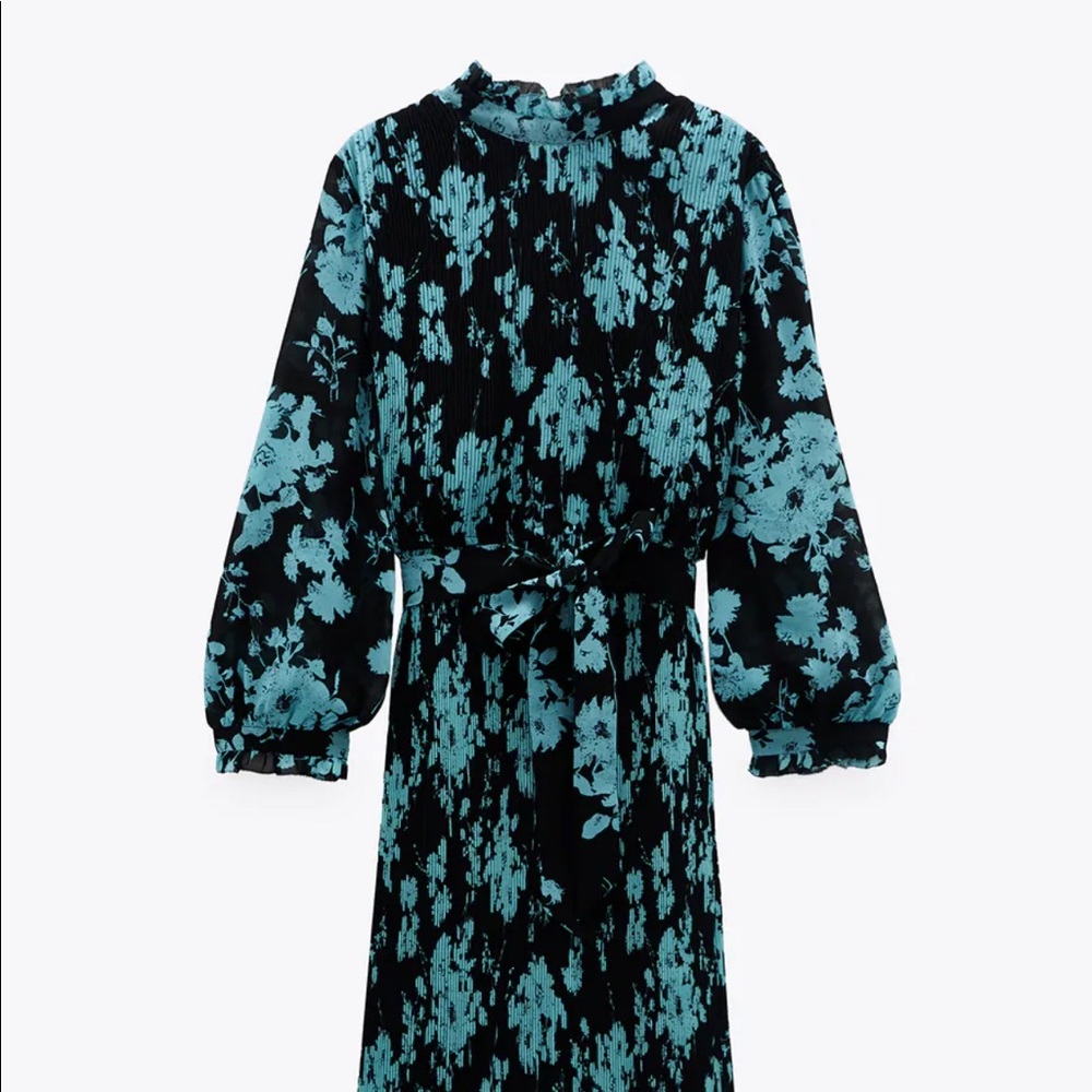Zara “Sandra” Floral Pleated Print Dress